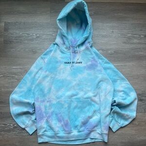 Tie-Dye Hoodie with 'Take It Easy' Embroidery